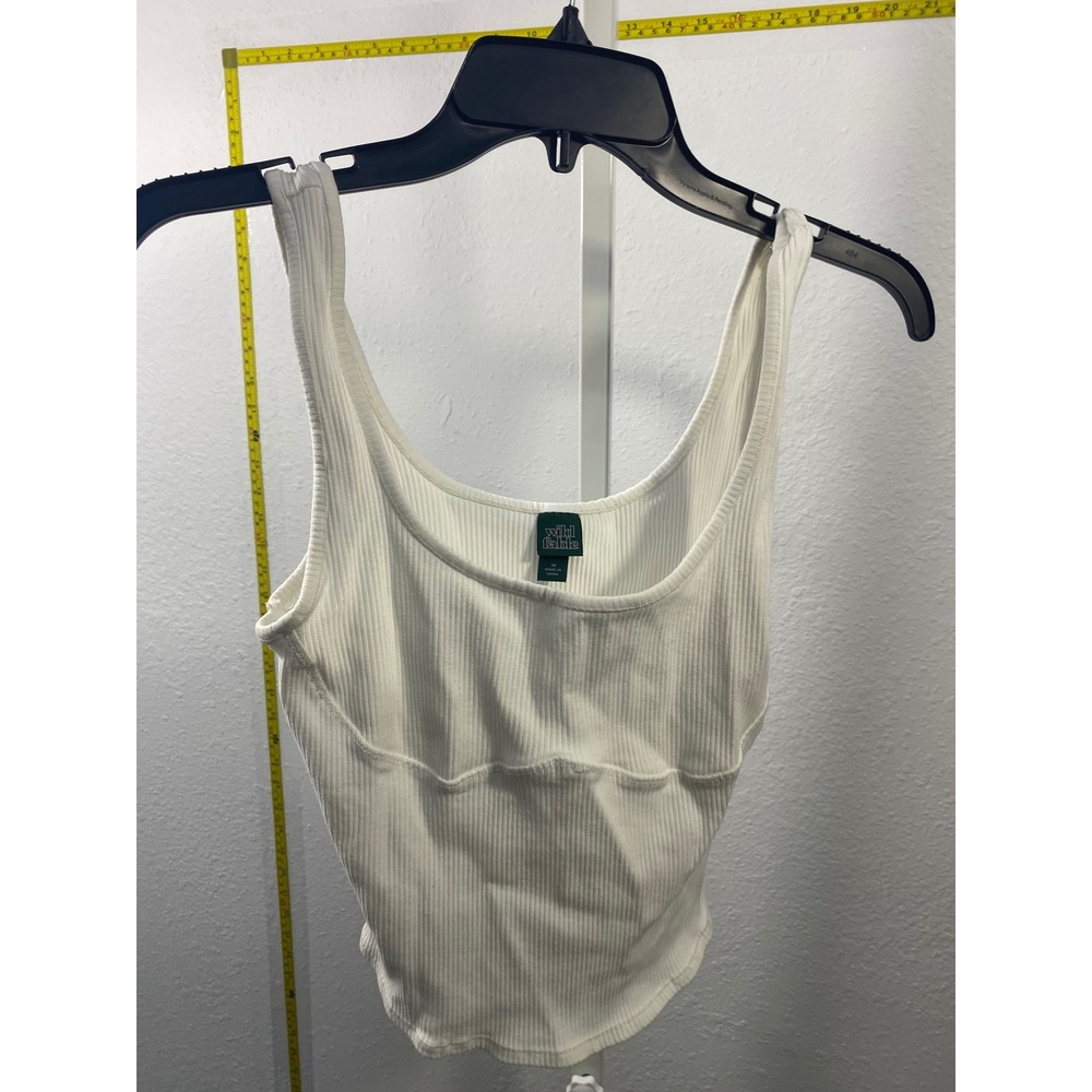 Wild Fable White Ribbed Corset Seam Tank Top Scoop Neck Size M‎